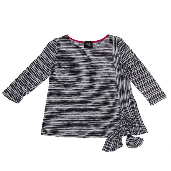 W5 Sweaters - W5 Anthropologie Top Womens S Stripped Knit Pullover Black & White w Front Tie